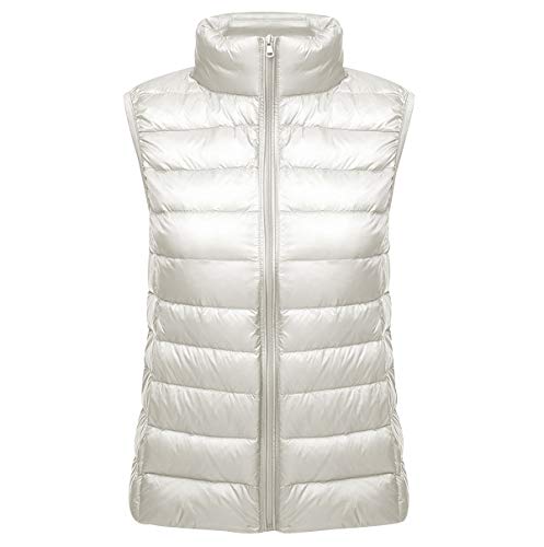 Leichte Daunenweste Damen Leicht Dünne Daunen Steppweste Damen Ärmellose Daunenjacke Damen Wattierte Weste Daunen Damen Ärmellose Steppjacke Damen Ultraleichte Daunenweste Frauen Große Größen Weiß L von Peuignao