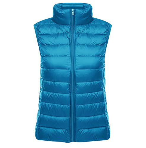 Leichte Daunenweste Damen Leicht Dünne Daunen Steppweste Damen Ärmellose Daunenjacke Damen Wattierte Weste Daunen Damen Ärmellose Steppjacke Damen Ultraleichte Daunenweste Frauen Große Größen Blau L von Peuignao