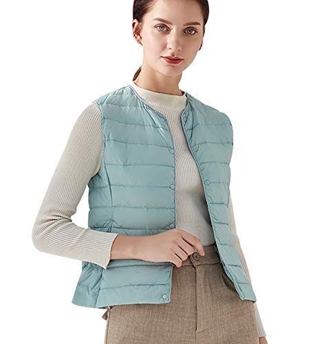 Leichte Daunenweste Damen Leicht Dünne Daunen Steppweste Damen Ärmellose Daunenjacke Damen Wattierte Weste Daunen Damen Ärmellose Steppjacke Damen Winter Ultraleichte Daunenweste Frauen Blau 3XL von Peuignao