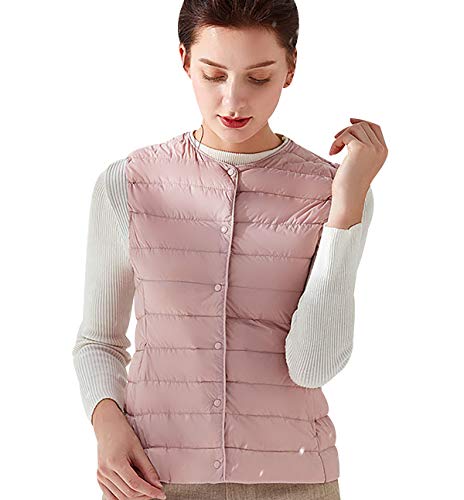 Leichte Daunenweste Damen Leicht Dünne Daunen Steppweste Damen Ärmellose Daunenjacke Damen Wattierte Weste Daunen Damen Ärmellose Steppjacke Damen Winter Ultraleichte Daunenweste Frauen Rosa L von Peuignao