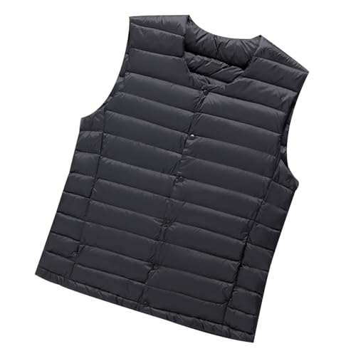 Leichte Daunenweste Herren Steppweste Herren Ärmellose Jacke Herren Puffer Weste Herren Warme Wattierte Weste Herren Winter Ärmellose Daunenjacke Herren Daunenweste Männer Puffer Vest Men Schwarz L von Peuignao
