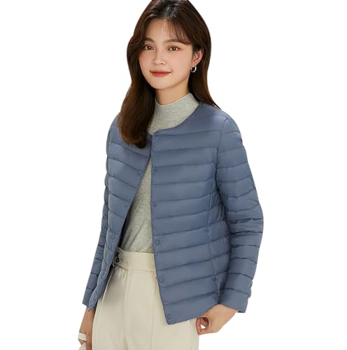 Leichte Steppjacke Damen Daunenjacke Damen Leicht Ultraleichte Daunen Steppjacke Daunenmantel Puffer Jacket Damen Leichter Steppmantel Damen Leicht Down Jacket Women Dünne Puffer Mantel Damen Blau 4XL von Peuignao