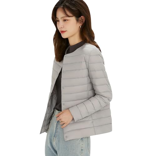 Leichte Steppjacke Damen Daunenjacke Damen Leicht Ultraleichte Daunen Steppjacke Daunenmantel Puffer Jacket Damen Leichter Steppmantel Damen Leicht Down Jacket Women Dünne Puffer Mantel Damen Grau XL von Peuignao