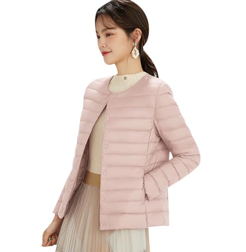 Leichte Steppjacke Damen Daunenjacke Damen Leicht Ultraleichte Daunen Steppjacke Daunenmantel Puffer Jacket Damen Leichter Steppmantel Damen Leicht Down Jacket Women Dünne Puffer Mantel Damen Rosa L von Peuignao