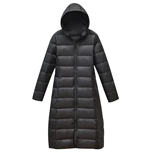Leichte Steppjacke Damen Lang Daunenjacke Damen Leicht Puffer Jacke Damen Langer Daunenmantel Lang Leichter Steppmantel Down Jacket Women Gesteppte Jacke Daunen Federleichte Daunenjacke Damen Schwarz von Peuignao