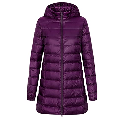 Leichte Steppjacke Damen Lang Lange Daunenjacke Damen Leicht Puffer Jacke Langer Daunenmantel Leichter Steppmantel Damen Down Jacket Women Gesteppte Jacke Daunen Ultraleicht Faltbar Damen Violett von Peuignao