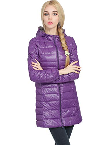 Leichte Steppjacke Damen Lang Lange Daunenjacke Damen Leicht Puffer Jacke Langer Daunenmantel Leichter Steppmantel Damen Down Jacket Women Gesteppte Jacke Daunen Ultraleicht Faltbar Damen Violett von Peuignao