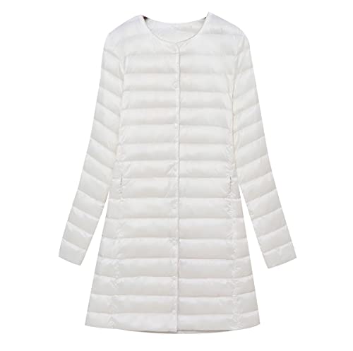 Leichte Steppjacke Damen Lang Lange Daunenjacke Damen Leicht Puffer Jacke Mantel Langer Daunenmantel Leichter Steppmantel Damen Down Jacket Jacke Daunen Ultraleichte Daunenjacke Faltbar Damen Beige von Peuignao