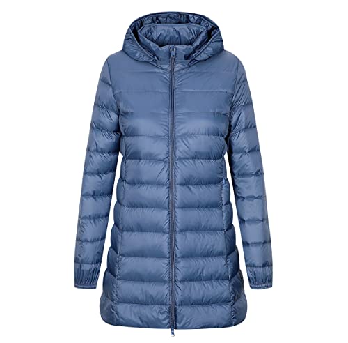 Leichte Steppjacke Damen Lang Lange Daunenjacke Damen Leicht Puffer Jacke Mantel Langer Daunenmantel Leichter Steppmantel Damen Down Jacket Women Gesteppte Jacke Daunen Ultraleicht Faltbar Damen Blau von Peuignao