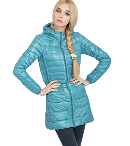 Leichte Steppjacke Damen Lang Lange Daunenjacke Damen Leicht Puffer Jacke Mantel Langer Daunenmantel Leichter Steppmantel Damen Down Jacket Women Gesteppte Jacke Daunen Ultraleicht Faltbar Damen Blau von Peuignao