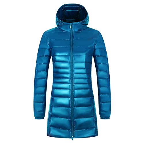 Leichte Steppjacke Damen Lang Lange Daunenjacke Damen Leicht Puffer Jacke Mantel Langer Daunenmantel Leichter Steppmantel Damen Down Jacket Women Gesteppte Jacke Daunen Ultraleicht Faltbar Damen Blau von Peuignao