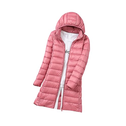 Leichte Steppjacke Damen Lang Puffer Jacke Damen Leichter Steppmantel Daunenmantel Damen Leicht Federleichte Daunenjacke Damen Down Jacket Women Puffer Mantel Ultraleicht-Steppjacke für Damen Rosa 3XL von Peuignao