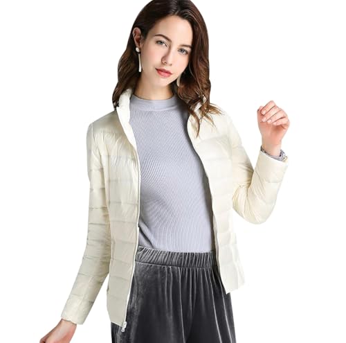 Leichte Steppjacke Damen Leicht Puffer Jacke Damen Leichter Steppmantel Daunenmantel Damen Leicht Federleichte Daunenjacke Down Jacket Women Puffer Mantel Damen Ultraleicht-Steppjacke für Damen Weiß S von Peuignao