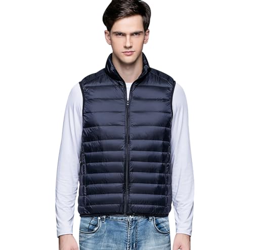 Leichte Steppweste Herren Daunenweste Herren Ärmellose Weste Herren Puffer Weste Warme Wattierte Weste Herren Winter Ärmellose Daunenjacke Jacke Männer Puffer Vest Men Puffer Gilet Herren Marine M von Peuignao