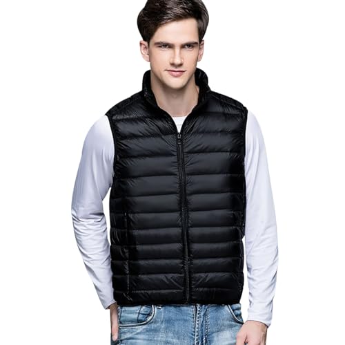 Leichte Steppweste Herren Daunenweste Herren Ärmellose Weste Herren Puffer Weste Warme Wattierte Weste Herren Winter Ärmellose Daunenjacke Jacke Männer Puffer Vest Men Puffer Gilet Herren Schwarz M von Peuignao