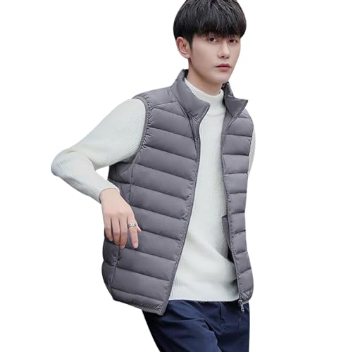 Leichte Steppweste Herren Daunenweste Herren Leicht Puffer Weste Warme Wattierte Weste Herren Winter Ärmellose Daunenjacke Jacke Ärmellos Herren Daunenweste Männer Puffer Vest Men Grau XXL von Peuignao