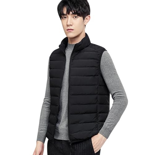Leichte Steppweste Herren Daunenweste Herren Leicht Puffer Weste Warme Wattierte Weste Herren Winter Ärmellose Daunenjacke Jacke Ärmellos Herren Daunenweste Männer Puffer Vest Men Schwarz XXL von Peuignao