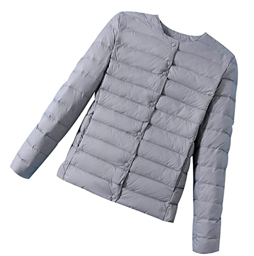 Leichter Steppmantel Damen Leichte Steppjacke Daunenjacke Damen Leicht Puffer Jacke Mantel Daunenmantel Damen Down Jacket Women Gesteppte Jacke Daunen Federleichte Daunenjacke Faltbar Damen Grau von Peuignao