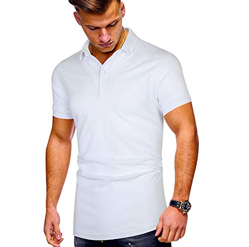 Poloshirt Herren Slim Fit Polo Shirts Herren Poloshirts Golf Polo Tshirt Herren Polo Übergröße Männer Kurzarm Polo Hemd Polo T-Shirt Herren Polohemd Sport Overzised T Shirt Herren T-Shirts Weiß XL von Peuignao