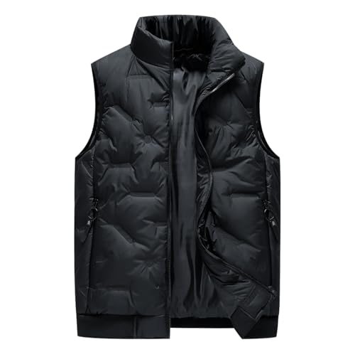 Puffer Weste Herren Steppweste Herren Winterweste Herren Gefüttert Ärmellose Jacke Westen Herren Winter Warme Wattierte Weste Herren Übergrößen Weste Stepp Ärmellos Herren Gilet Männer Schwarz 8XL von Peuignao