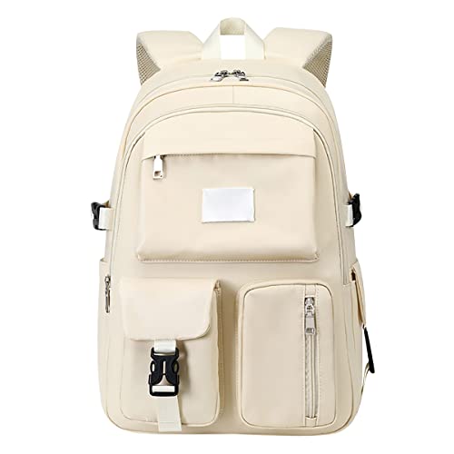 Rucksack Schule Jugendliche Mädchen Uni Schulrucksack Mädchen Teenager School Backpack Schultasche Damen Lässig Schul Rucksack Travel College Backpack Süßer Rucksäcke Schulrucksäcke Oberstufe Beige von Peuignao
