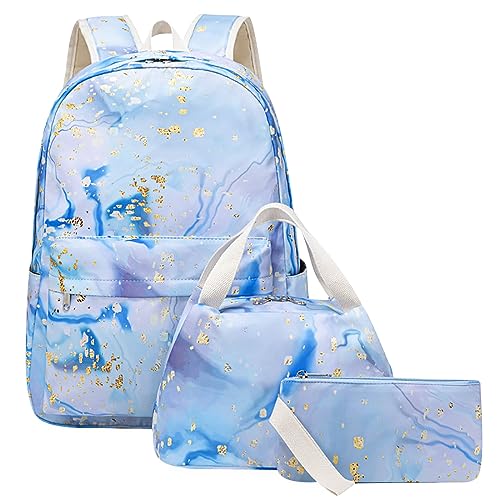 Rucksack Teenager Mädchen Schulrucksack Oberstufe Mädchen Teenager Rucksack Schule Schultasche Damen Primary School Bag Backpack Schulranzen Uni Rucksack Groß Freizeitrucksack Jugendliche Mädchen Blau von Peuignao