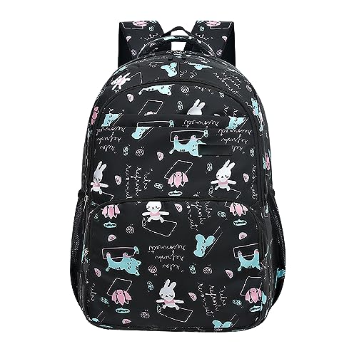 Schulrucksack Mädchen Rucksack Schule Schultasche Teenager Mädchen Damen Cute Primary School Bag Backpack Uni Rucksack Freizeitrucksack Jugendliche Mädchen Groß Schulrucksack Oberstufe Mädc Schwarz von Peuignao