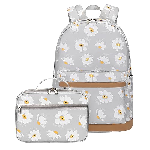 Schulrucksack Mädchen Rucksack Schule Schultasche Teenager Mädchen Damen Cute Primary School Bag Backpack Uni Rucksack Freizeitrucksack Jugendliche Mädchen Groß Schulrucksack Oberstufe Mädc Grau von Peuignao