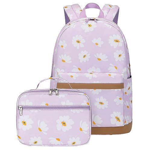 Schulrucksack Mädchen Rucksack Schule Schultasche Teenager Mädchen Damen Cute Primary School Bag Backpack Uni Rucksack Freizeitrucksack Jugendliche Mädchen Groß Schulrucksack Oberstufe Mädc Lila von Peuignao