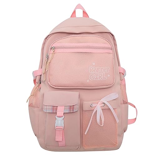 Schulrucksack Mädchen Rucksack Schule Schultasche Teenager Mädchen Damen Cute Primary School Bag Backpack Uni Rucksack Freizeitrucksack Teen Jugendliche Mädchen Groß Schulrucksack Oberstufe Mädc Rosa von Peuignao