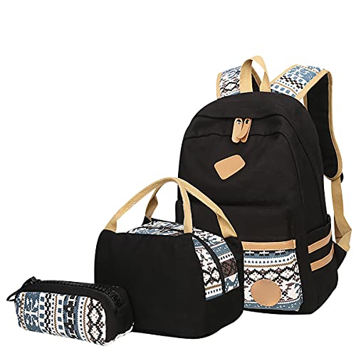 Schulrucksack Mädchen Teenager Laptop Schul Rucksack Schule Teen Schultasche Daypack Studenten Canvas Rucksack Damen Rucksack Universität Schultaschen Jugendliche Rucksäcke Schultaschen-Sets Schwarz von Peuignao