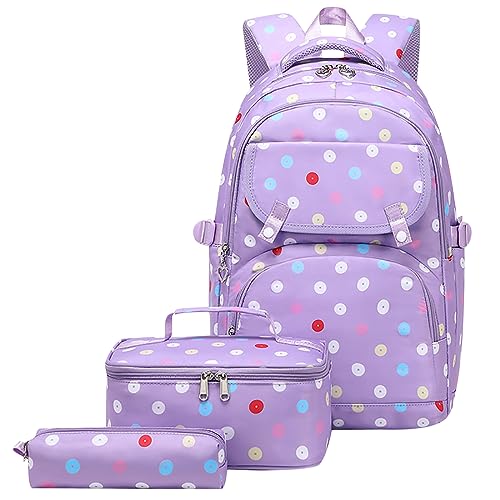 Schulrucksack Mädchen Teenager Rucksack Schule Schultasche Damen Cute Primary School Bag Backpack Uni Rucksack Teenager Mädchen Groß Freizeitrucksack Schulrucksack Oberstufe Jugendliche Mädchen Lila von Peuignao