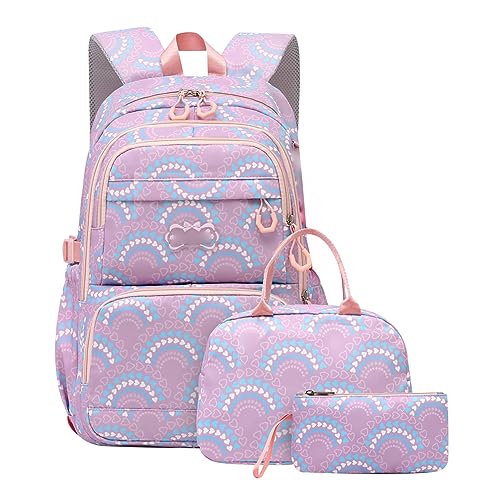 Schulrucksack Mädchen Teenager Rucksack Schule Schultasche Damen Cute School Bag Backpack Schulranzen Uni Rucksack Teenager Mädchen Groß Schulrucksack Oberstufe Jugendliche Mädchen Schoolbag Lila von Peuignao