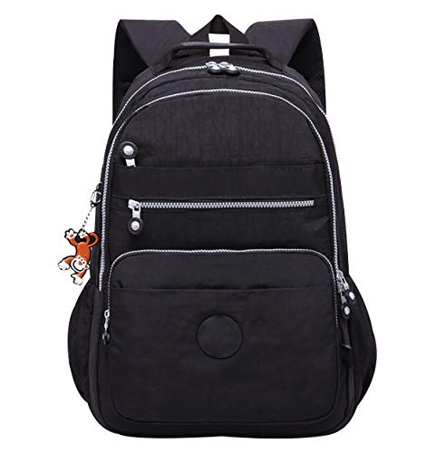 Schulrucksack Mädchen Teenager Rucksäcke Schule Oberstufe Schulrucksäcke Damen Weiterführende Schule Rucksack Laptop Uni Groß Jugendliche Großer Freizeitrucksack Schultaschen Backpack Lässig Schwarz von Peuignao