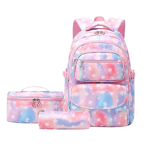 Schultasche Mädchen Schulrucksack Mädchen Teenager Rucksack Schule Damen Cute School Bag Backpack Schulranzen Uni Rucksack Teenager Mädchen Groß Schulrucksack Oberstufe Jugendliche Mädchen Rosa von Peuignao