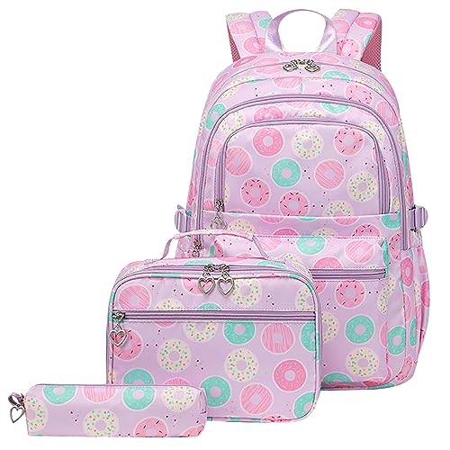 Schultasche Mädchen Schulrucksack Mädchen Teenager Rucksack Schule Damen Primary School Bag Backpack Schulranzen Uni Rucksack Teenager Mädchen Groß Freizeitrucksack Schulrucksack Oberstufe Mädc Lila von Peuignao
