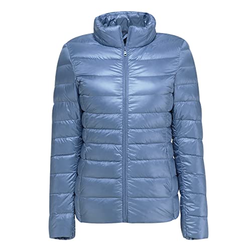 Steppjacke Damen Leicht Leichte Daunenjacke Damen Puffer Jacke Mantel Daunenmantel Leichter Steppmantel Damen Down Jacket Women Jacke Daunen Federleichte Daunenjacke Ultraleicht Faltbar Damen Blau von Peuignao