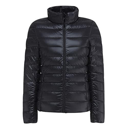 Steppjacke Damen Leicht Leichte Daunenjacke Damen Puffer Jacke Mantel Daunenmantel Leichter Steppmantel Damen Down Jacket Women Jacke Daunen Federleichte Daunenjacke Ultraleicht Faltbar Damen Schwarz von Peuignao