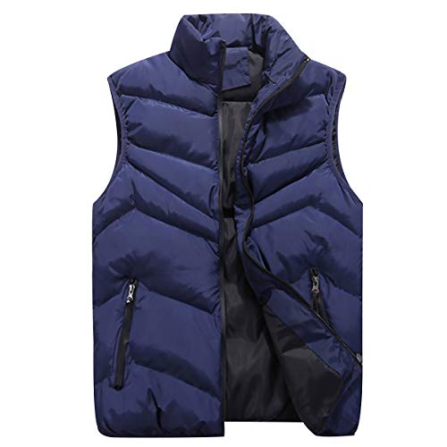 Steppweste Herren Downen Weste Daunen Herren Winter Ärmellose Daunenweste Herren Gilet Winterweste Step Westen Für Männer Jacke Ohne Ärmel Herren Übergrößen Wattierte Weste Mantel Ärmellos Blau 2XL von Peuignao