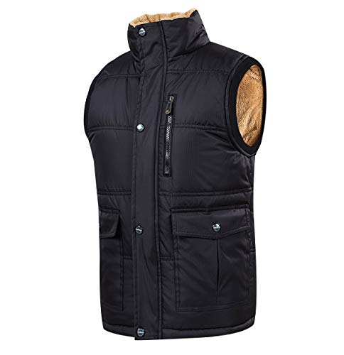 Steppweste Herren Fleece Weste Herren Winter Ärmellose Fleeceweste Herren Gilet Winterweste Step Westen Für Männer Jacke Ohne Ärmel Herren Gilets Übergrößen Wattierte Weste Mantel Ärmellos Schwarz 7XL von Peuignao