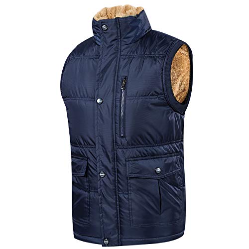 Steppweste Herren Fleece Weste Herren Winter Ärmellose Fleeceweste Herren Gilet Winterweste Step Westen Für Männer Jacke Ohne Ärmel Herren Gilets Übergrößen Wattierte Weste Mantel Ärmellos Blau 6XL von Peuignao