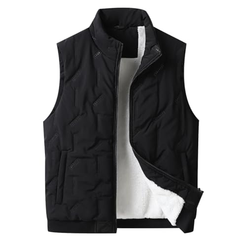 Steppweste Herren Fleeceweste Winterweste Herren Ärmellose Jacke Westen Herren Fleece Weste Herren Winter Wattierte Weste Herren Herrenwesten Übergrößen Gilet Männer Weste Ärmellos Herren Schwarz 9XL von Peuignao