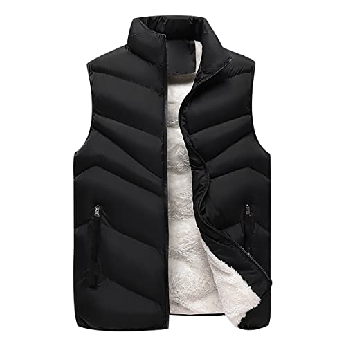 Steppweste Herren Fleeceweste Winterweste Wattierte Weste Ärmellose Jacke Herren Fleece Westen Männer Warme Oversize Armellose Weste Herren Winter Herrenwesten Übergrößen Steppjacke Herren Schwarz 4XL von Peuignao