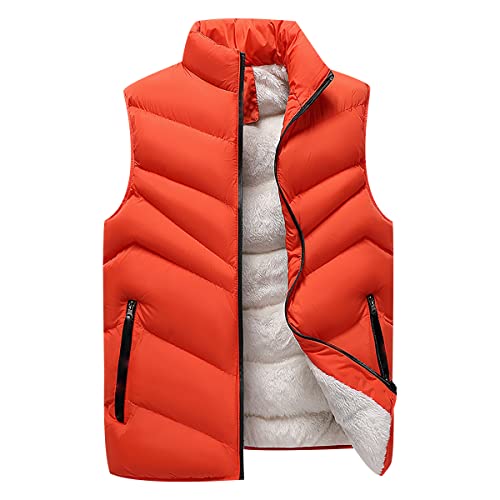 Steppweste Herren Fleeceweste Winterweste Wattierte Weste Ärmellose Jacke Herren Fleece Westen Männer Warme Oversize Armellose Weste Herren Winter Herrenwesten Übergrößen Steppjacke Herren Orange 6XL von Peuignao