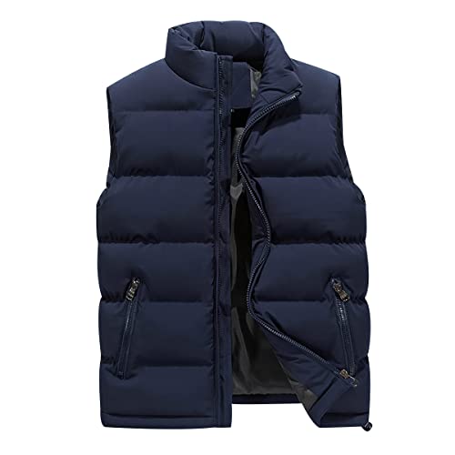 Steppweste Herren Puffer Weste Herren Winterweste Westen Männer Ärmellose Jacke Ärmellos Mann Wattierte Weste Herren Winter Herrenwesten Übergrößen Step Herren Oversize Weste Pufferweste Blau 5XL von Peuignao