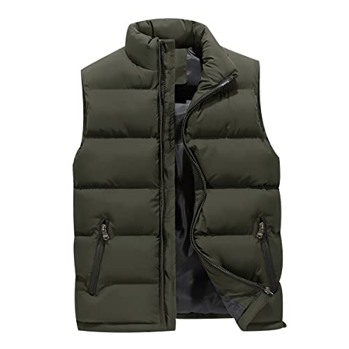 Steppweste Herren Puffer Weste Herren Winterweste Westen Männer Ärmellose Jacke Ärmellos Mann Wattierte Weste Herren Winter Herrenwesten Übergrößen Step Herren Oversize Weste Pufferweste Grün 5XL von Peuignao
