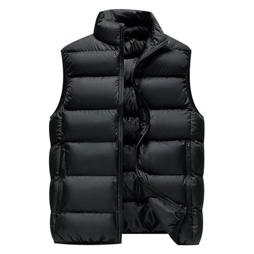 Steppweste Herren Winterweste Herren Ärmellose Jacke Westen Puffer Weste Herren Winter Wattierte Weste Herren Herrenwesten Übergrößen Gilet Männer Bodywarmer Weste Stepp Ärmellos Herren Schwarz XXL von Peuignao