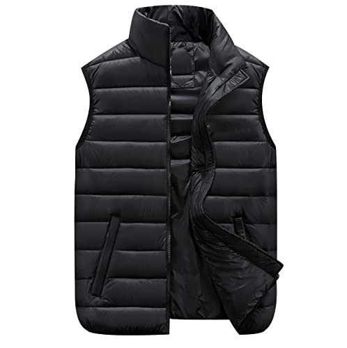 Steppweste Herren Winterweste Wattierte Weste Ärmellose Jacke Herren Gefüttert Westen Männer Warme Oversize Armellose Puffer Weste Herren Winter Herrenwesten Übergrößen Steppjacke Herren Schwarz 5XL von Peuignao