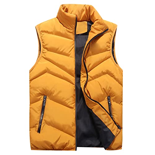 Steppweste Herren Winterweste Wattierte Weste Ärmellose Jacke Herren Westen Männer Warme Oversize Armellose Puffer Weste Herren Winter Herrenwesten Übergrößen Herren-Steppweste Herren-Westen Gelb M von Peuignao