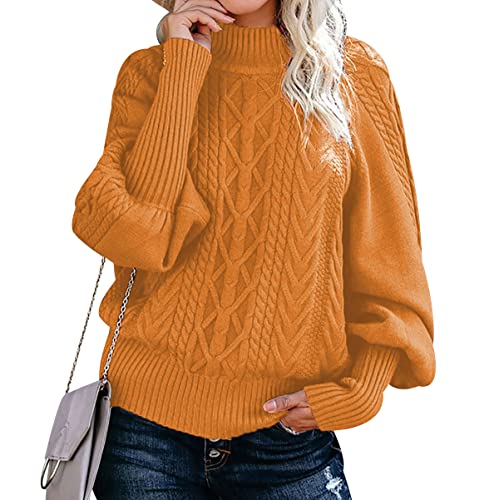 Strickpullover Damen Oversize Zopfmuster Pullover Damen Pulli Sweater Overzised Zopfstrick Pullover Frauen Strickpulli Gestrickter Jacquard Pullover Grober Strickpullover Damen Herbst Winter 3XL von Peuignao